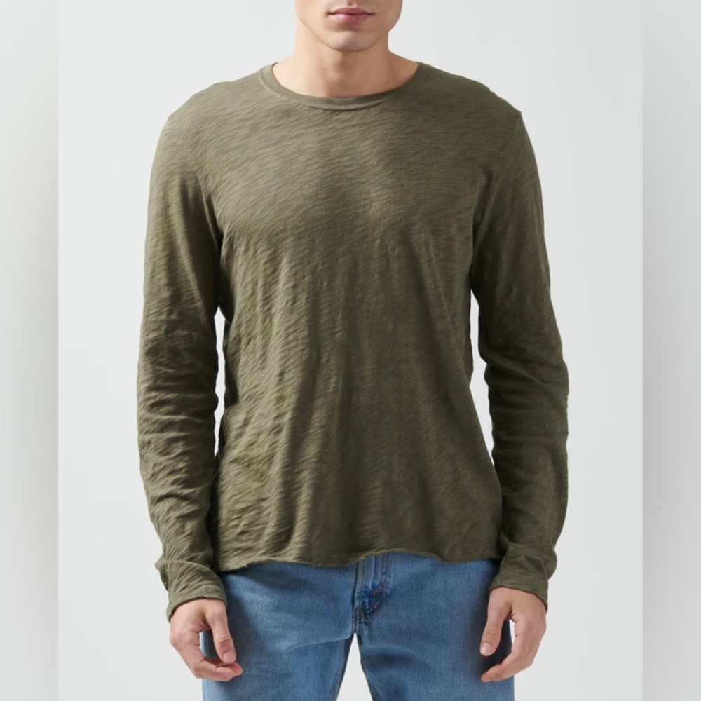 ATM Slub Jersey Long Sleeve Destroyed Wash Tee - Army